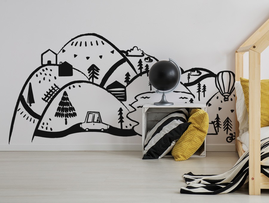 Pastelowe Love Nálepka na zeď – kopce a hory Velikost: malá