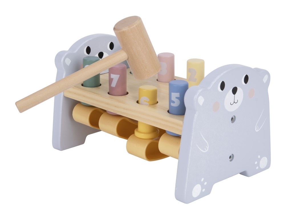 eliNeli Dřevěná zatloukačka medvídek s čísly