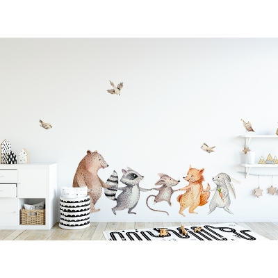 Yokodesign Nálepka na zeď – Lesní království – veselá zvířátka Velikost: super – XXL
