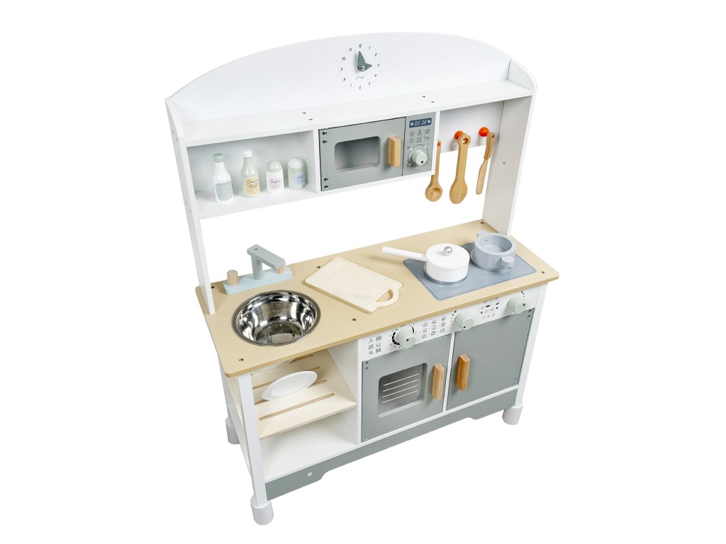 eliNeli Dětská kuchyňka dřevěná s příslušenstvím 86 cm – rostoucí