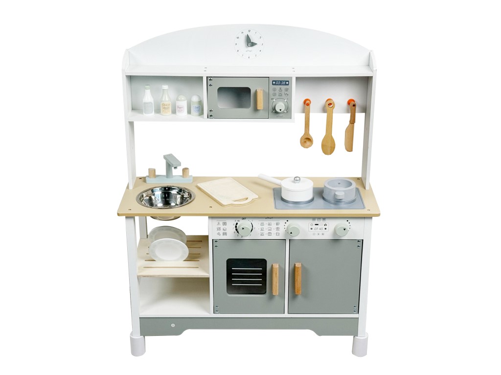 eliNeli Dětská kuchyňka dřevěná s příslušenstvím 86 cm - rostoucí
