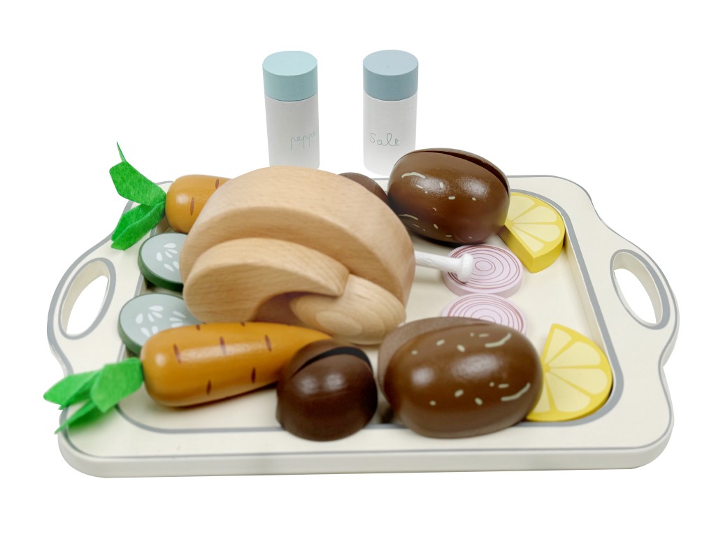 eliNeli Dřevěné potraviny a kuře do dětské kuchyňky