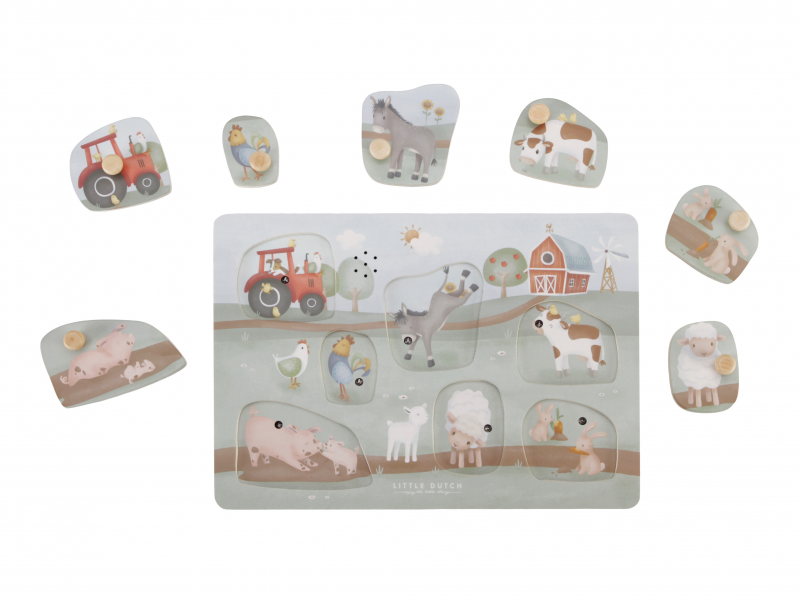 Little Dutch vkládací puzzle se zvukem Farma