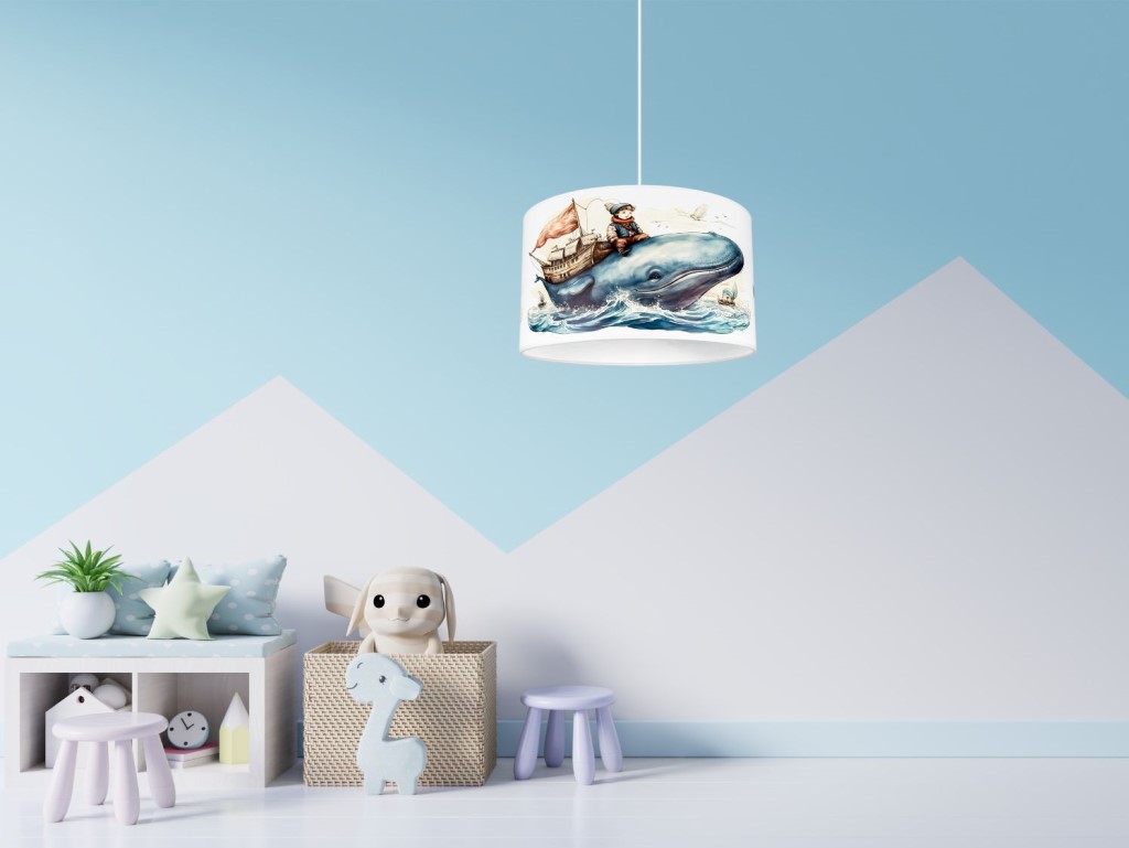 ELIS DESIGN Dětský lustr – Chlapec a velryba