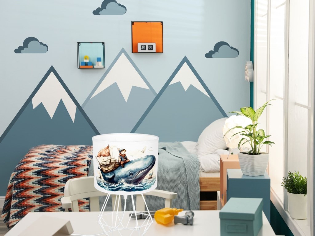 ELIS DESIGN Dětská stolní lampa – Chlapec a velryba