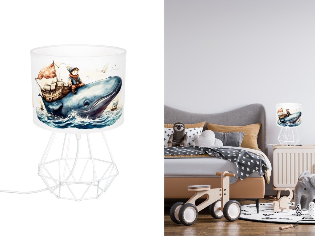 ELIS DESIGN Dětská stolní lampa – Chlapec a velryba