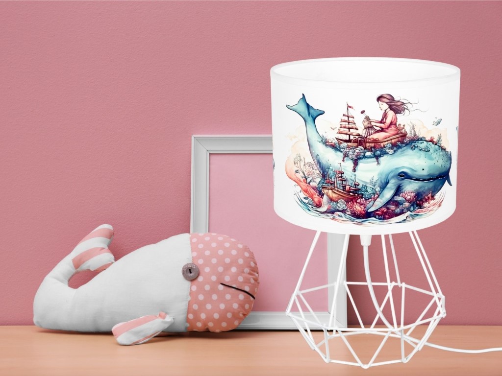 ELIS DESIGN Dětská stolní lampa – Dívka a velryba