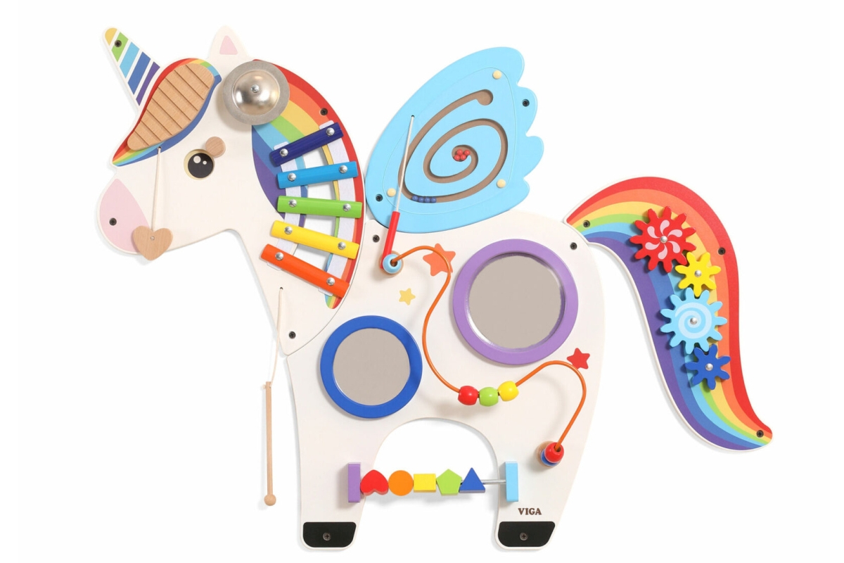 VIGA Dřevěná nástěnná hra – jednorožec