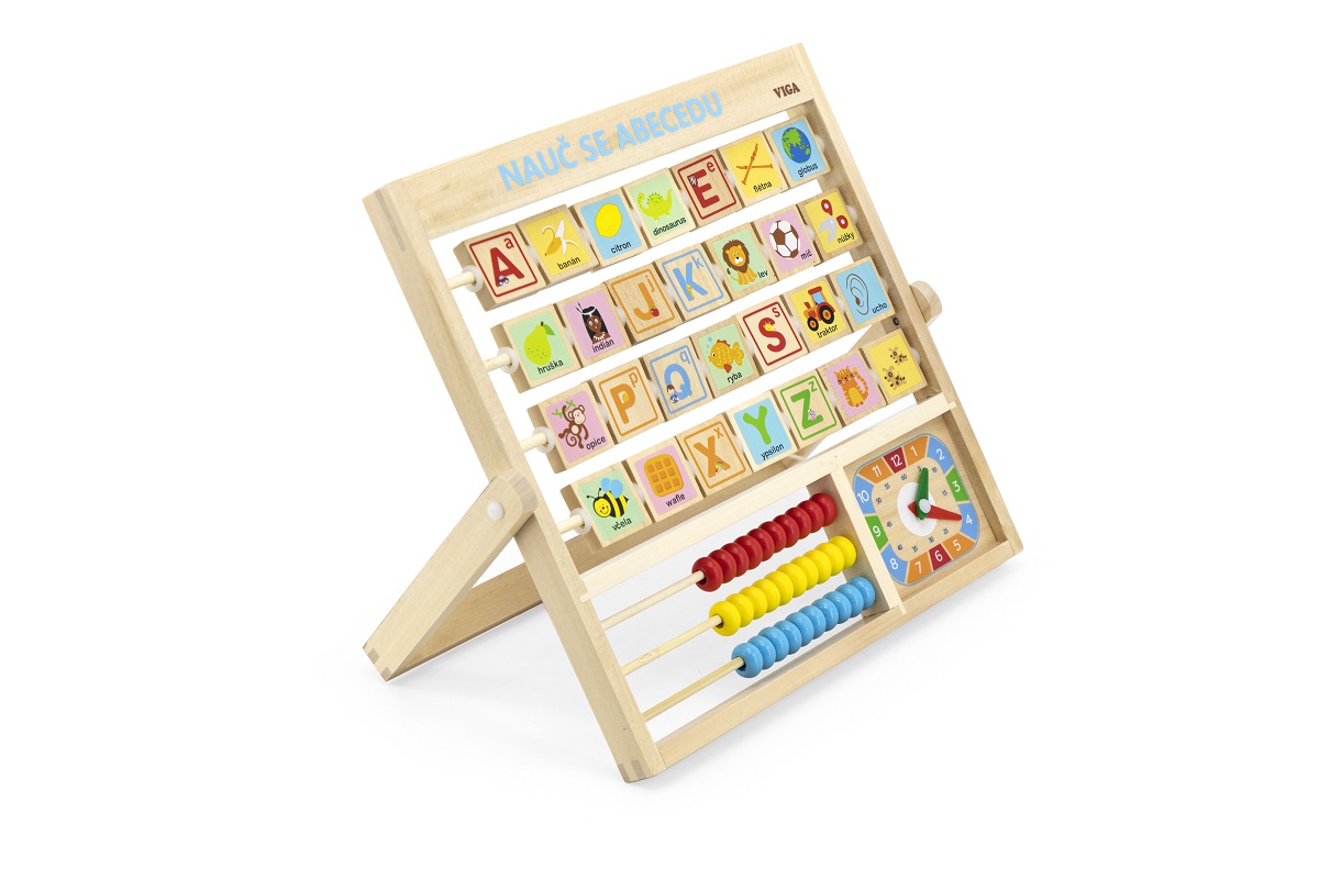 VIGA Dřevěná abeceda a hodiny v českém jazyce