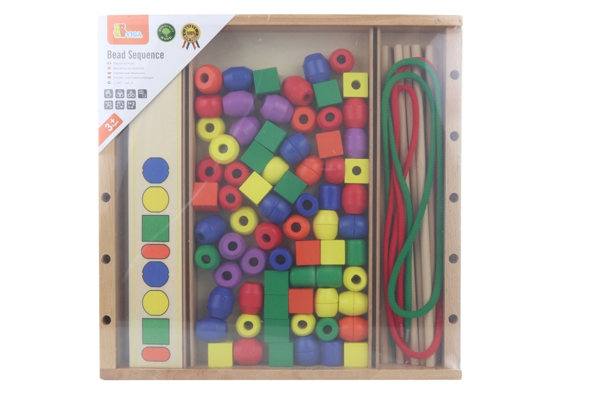 VIGA Dřevěná sada velkých korálků
