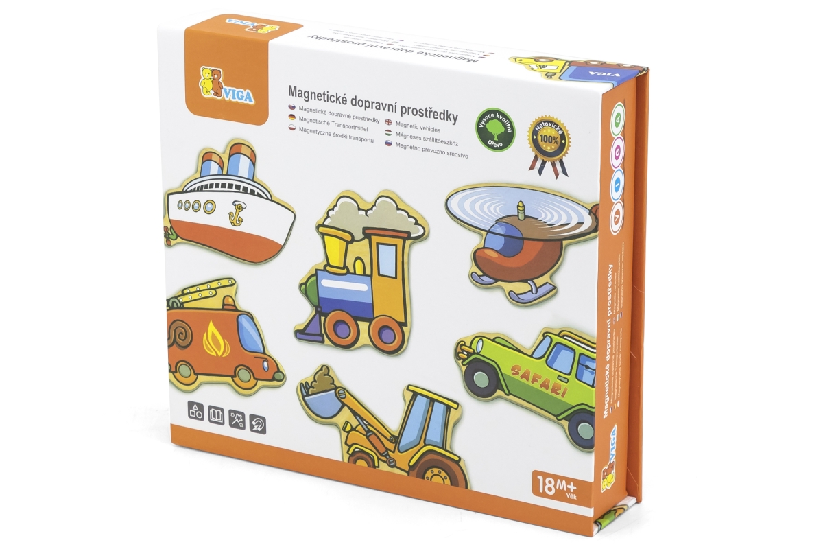 VIGA Dřevěné magnety 20 ks – dopravní prostředky