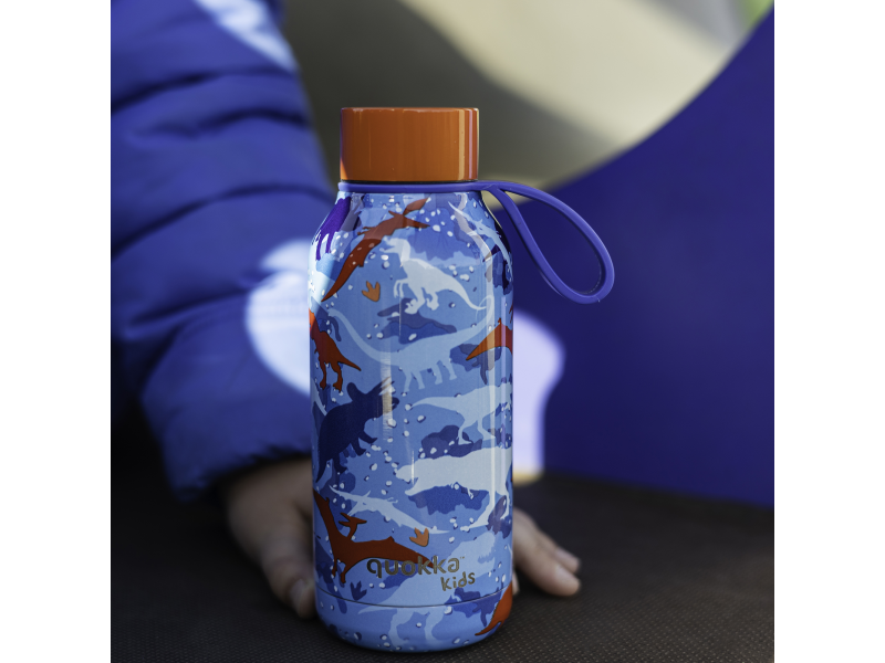 Quokka Nerezová termoláhev Solid Kids s poutkem Dinosaur 330 ml