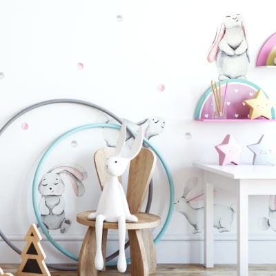 Yokodesign Nálepka na zeď – Pasteloví králíčci