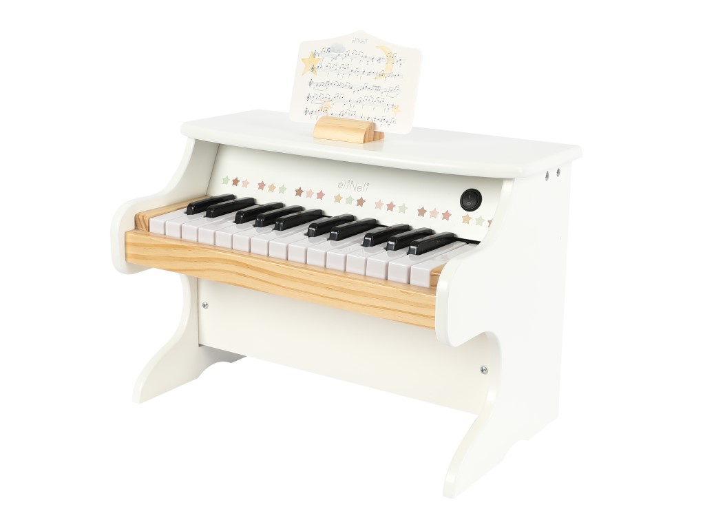 eliNeli Dřevěné dětské piano – bílé