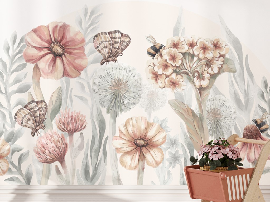 Pastelowe Love Nálepka na zeď – Divoké květy