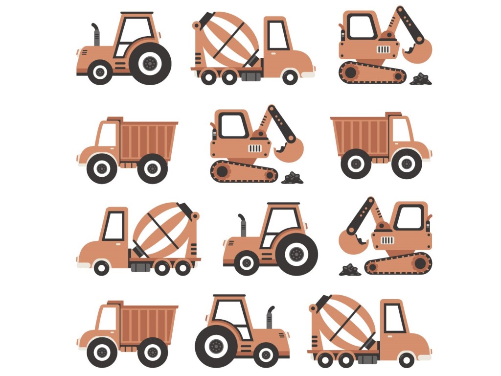 Pastelowe Love Nálepka na zeď - Stavební auta v boho stylu (obrázek 4)