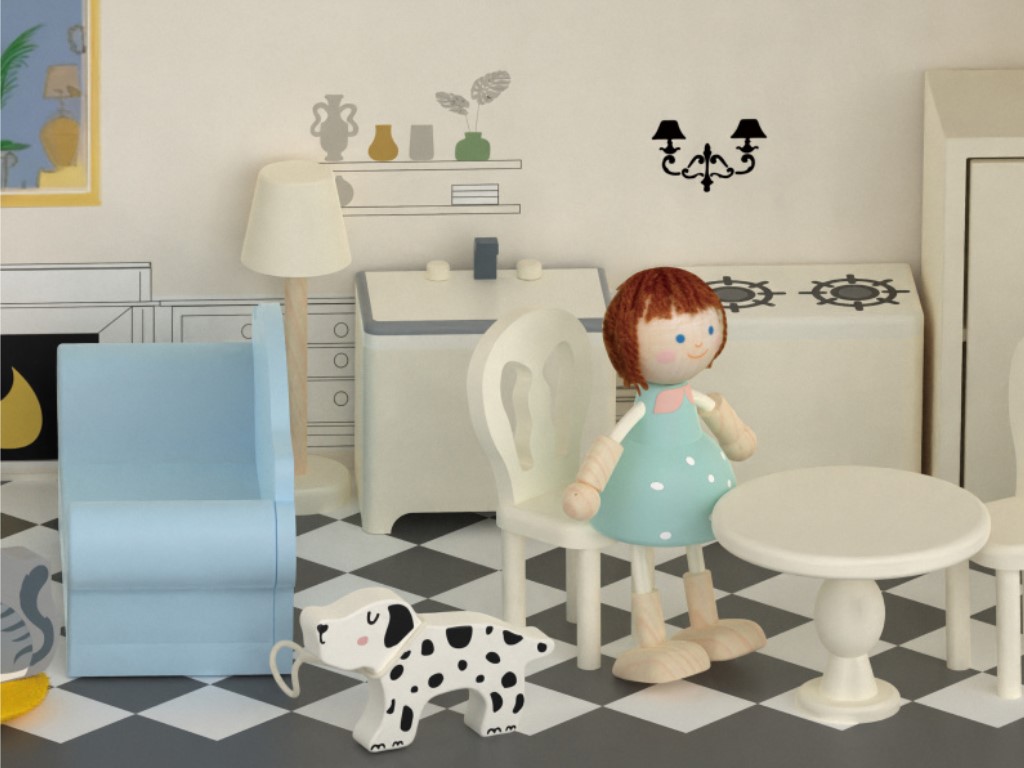 Classic WORLD Dřevěný domeček pro panenky Vintage