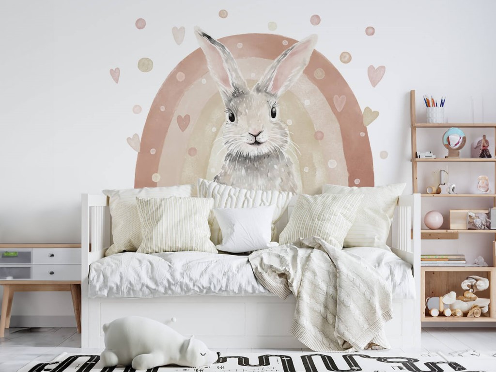Pastelowe Love Samolepka na zeď – Králíček