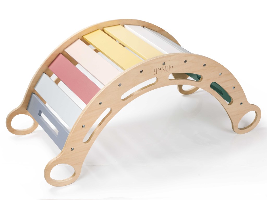 eliNeli Dřevěná montessori houpačka 100 cm 6v1 max s prknem a židlí - set pastel - BAZAR (obrázek 3)