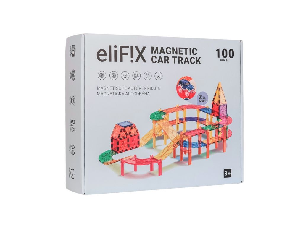 eliNeli Magnetická stavebnice EliFix fresh - autodráha 100 ks