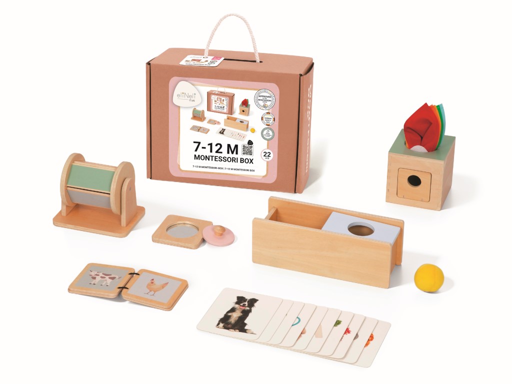 eliNeli Sada montessori hraček pro miminka 7–⁠12 měsíců - edukativní box - BAZAR