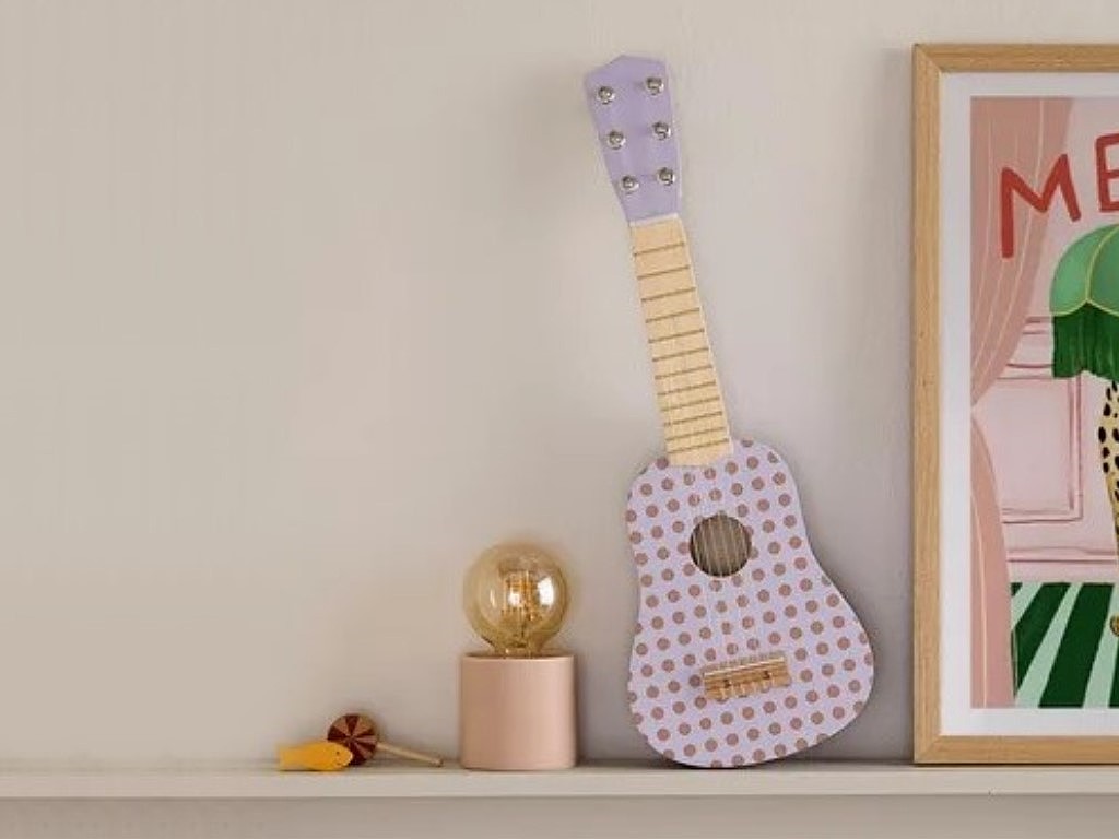 Kytara Kids Concept s fialovým vzorem s tečkami