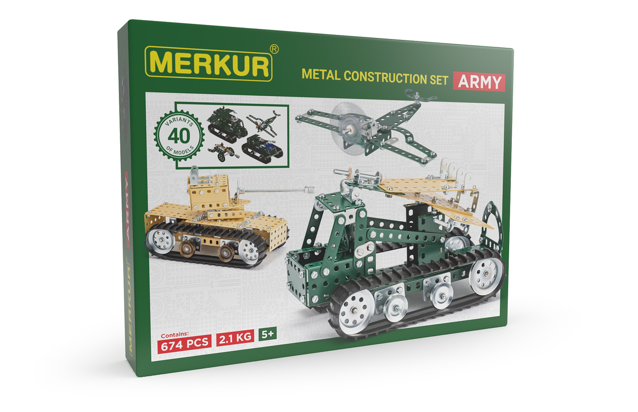 Merkur - stavebnice Merkur Army Set, 674 dílů, 40 modelů