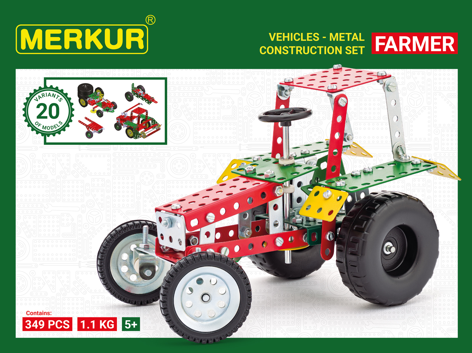 Merkur - stavebnice Merkur Farmer Set, 341 dílků, 20 modelů