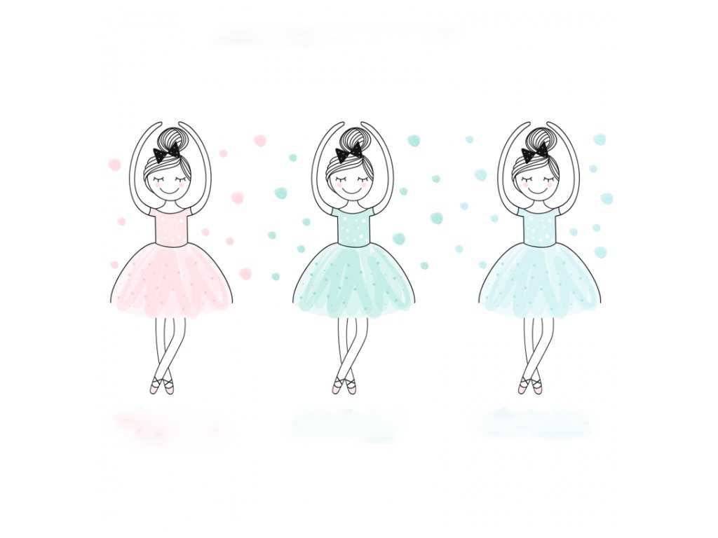 Yokodesign Nálepka na zeď – barevné postavičky – baletka Hanka Velikost: střední – M