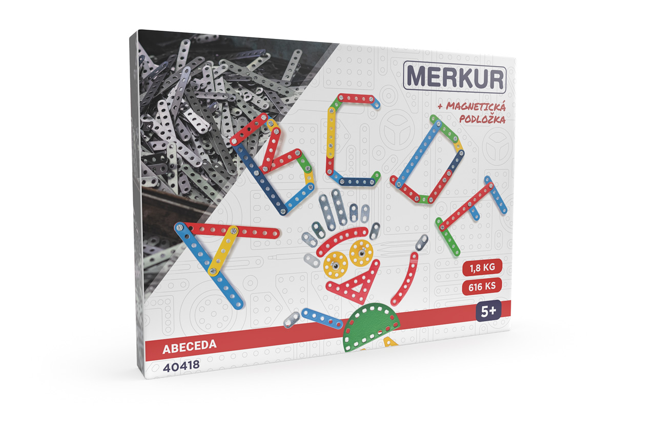Merkur - stavebnice Merkur Abeceda s magnetickou podložkou, 616 dílů
