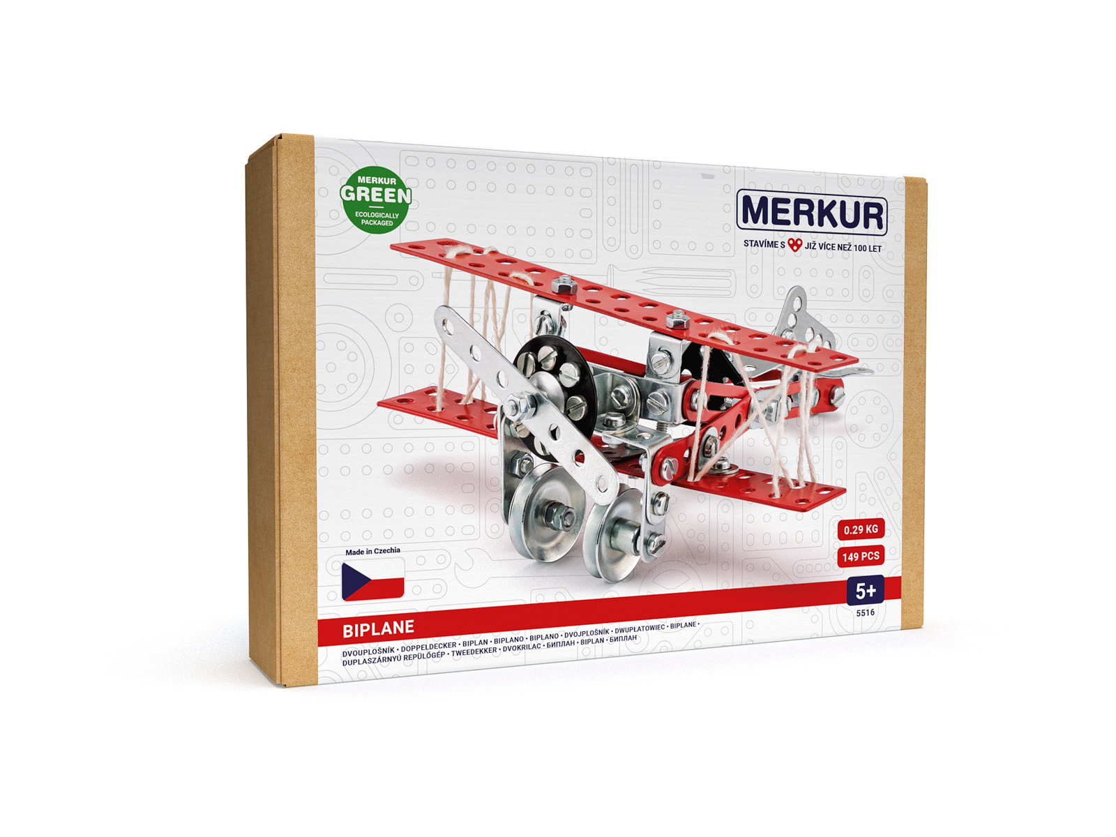 Merkur - stavebnice Merkur 051 - dvouplošník, 148 dílů