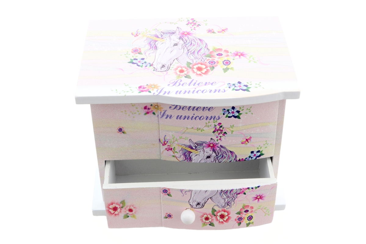 LAMPS Šperkovnice dřevěná hrací jednorožec