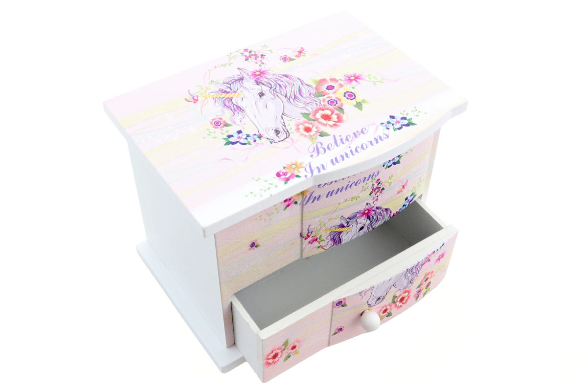 LAMPS Šperkovnice dřevěná hrací jednorožec