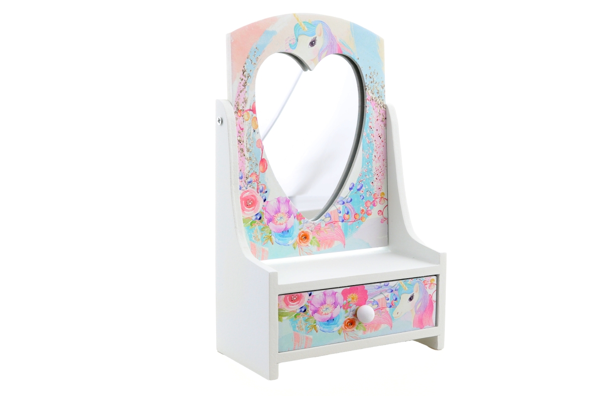 LAMPS Šperkovnice dřevěná se zrcátkem jednorožec