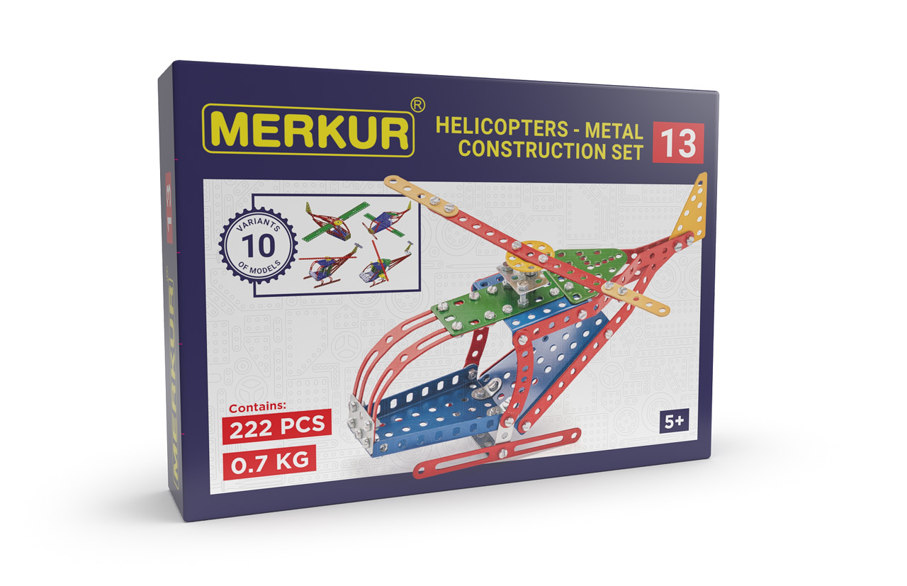 Merkur - stavebnice Merkur 013 Vrtulník, 222 dílů, 10 modelů