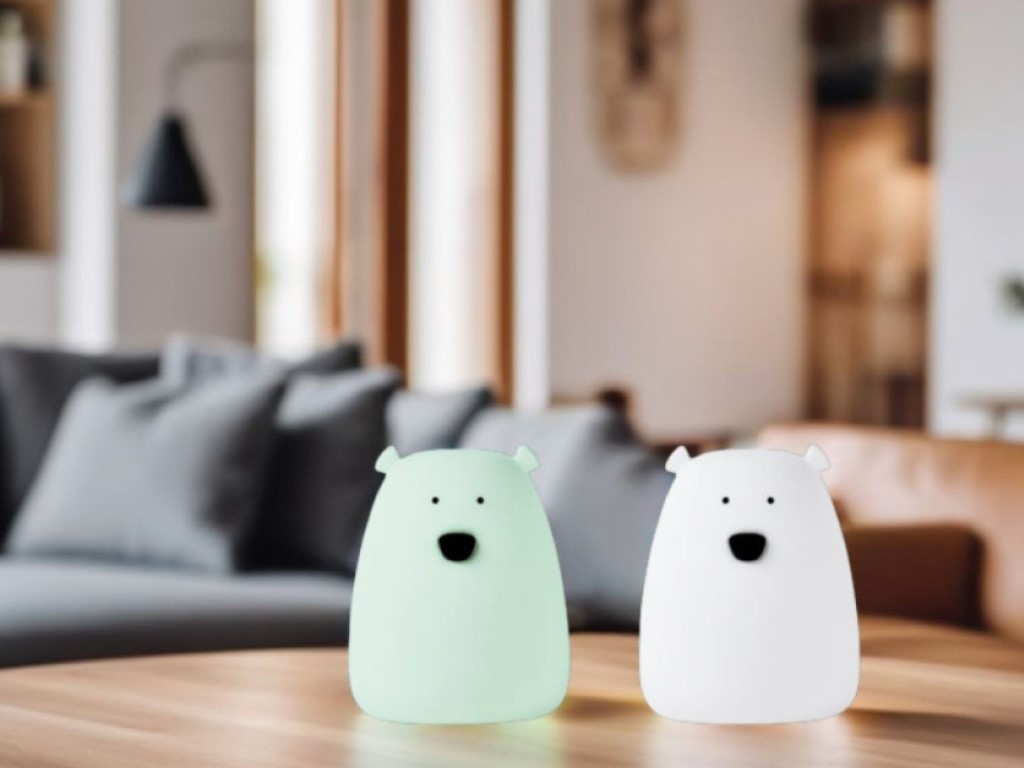 Rabbit & Friends Set dotykových mini lampiček Medvídek – zelená a bílá