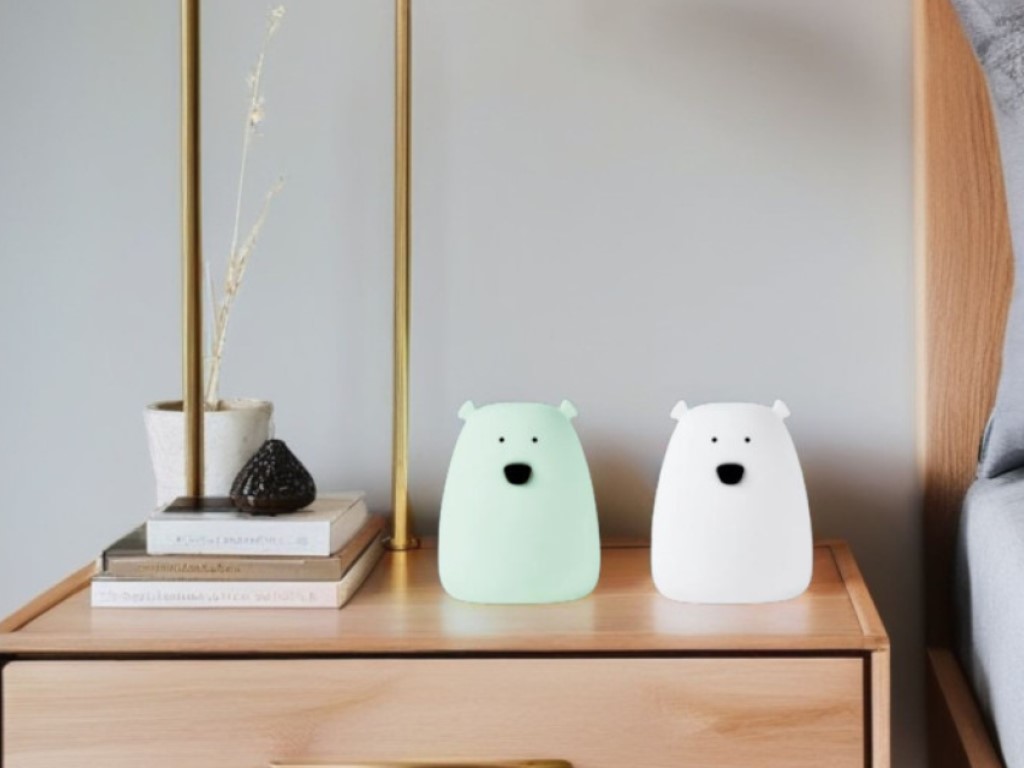 Rabbit & Friends Set dotykových mini lampiček Medvídek – zelená a bílá