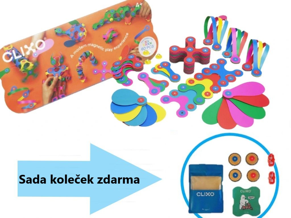 CLIXO Super Rainbow - magnetická stavebnice 60 kusů