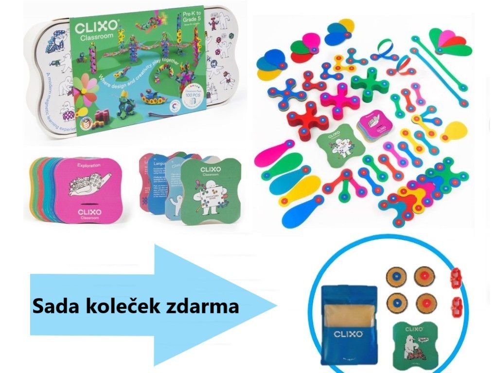 CLIXO Classroom - magnetická stavebnice 100 kusů