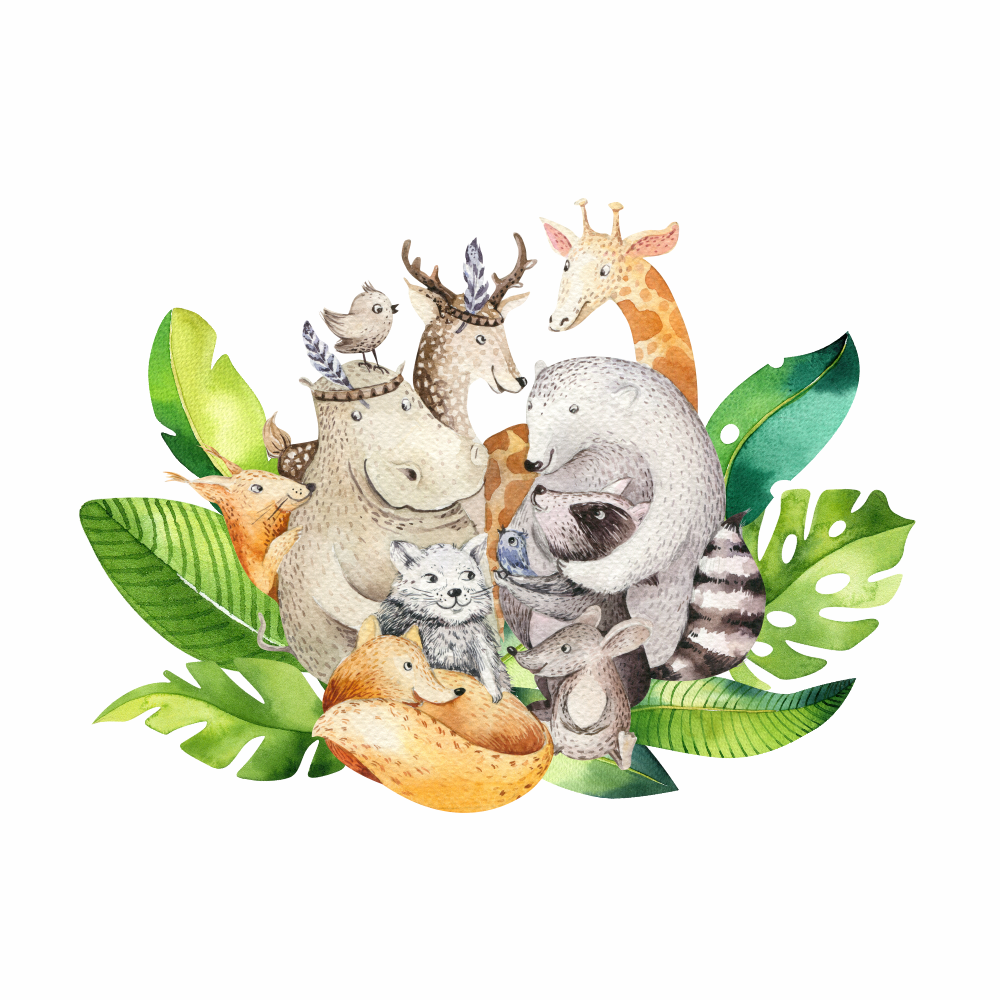 DEKORACJAN Samolepka na zeď – skupinka zvířátek Velikost: L