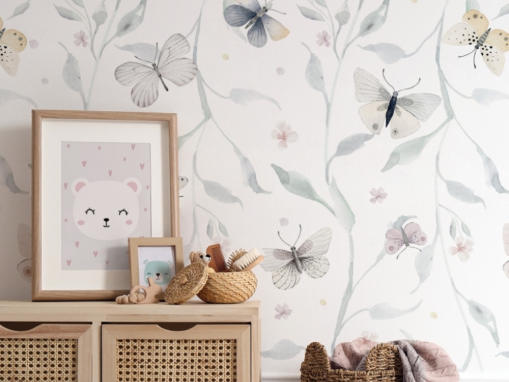 Yokodesign Tapeta Motýlci s květinami - BAZAR