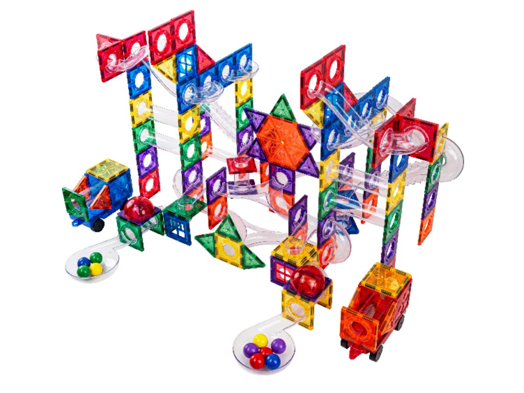 eliNeli Magnetická stavebnice EliFix fresh – kuličková dráha 222 ks + svítící kuličky