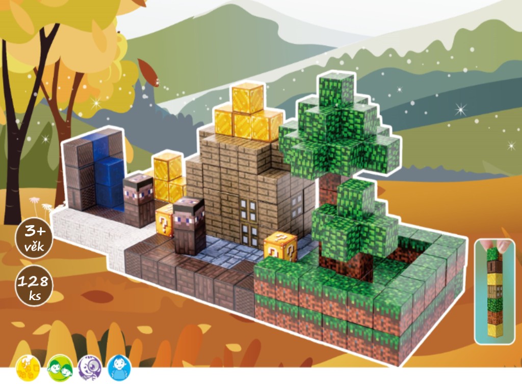 Ulitu Magnetická stavebnice Kostky – Vesnický dům 128 ks