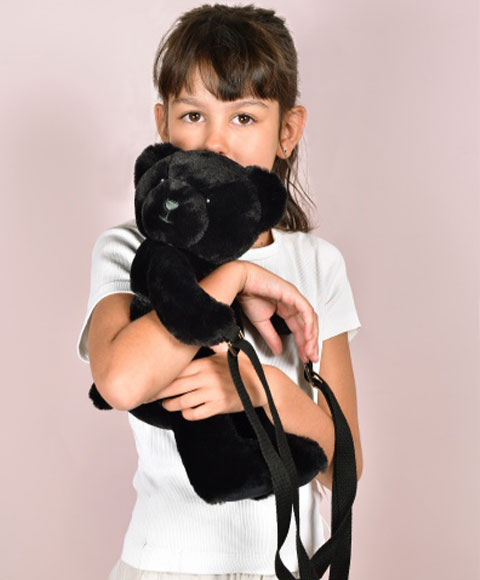 Doudou et Compagnie Plyšová taška přes rameno Medvídek – černá