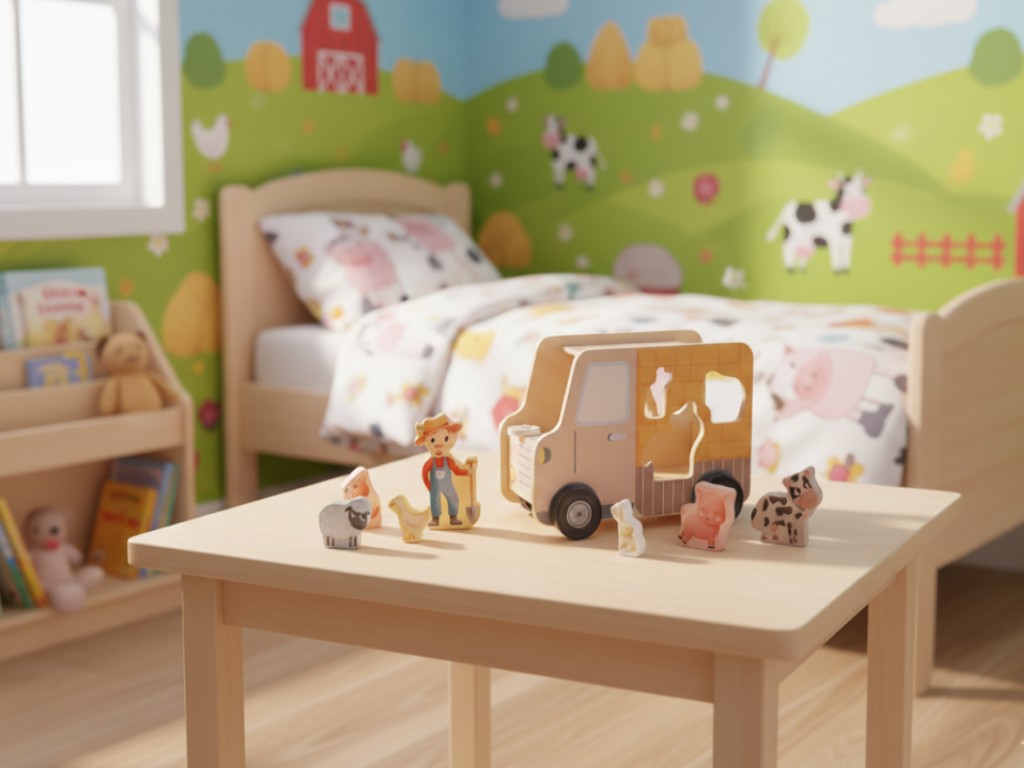 eliNeli Dřevěné autíčko 2v1 se zvířátky – Jeep + vkládačka