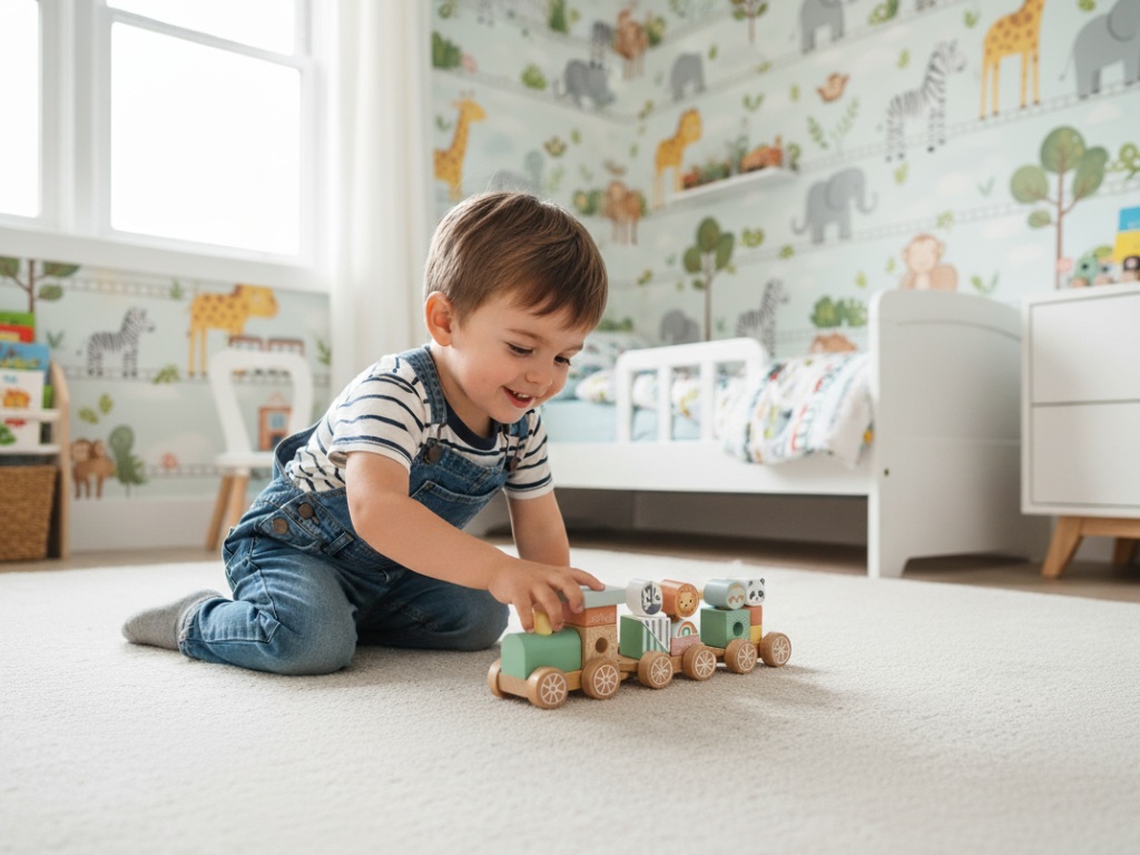 eliNeli Dřevěný vláček s kostkami – zvířátka ze ZOO