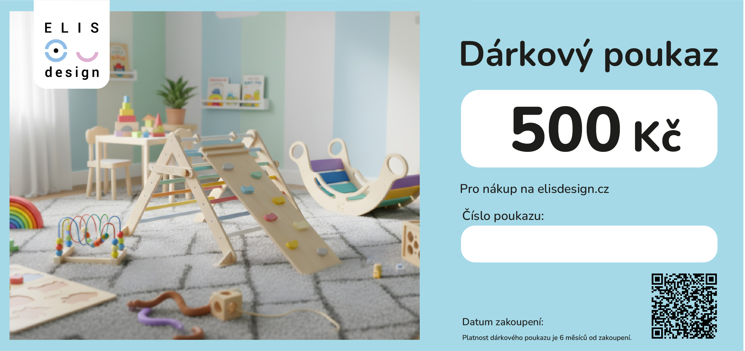 ELIS DESIGN Elektronický dárkový poukaz Hodnota poukazu: 500, Design poukazu: Hračky na rozvoj motoriky