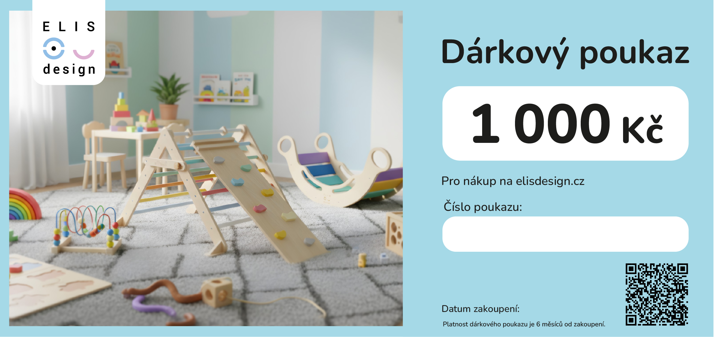 ELIS DESIGN Elektronický dárkový poukaz Hodnota poukazu: 1000, Design poukazu: Hračky na rozvoj motoriky