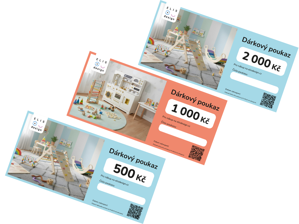 ELIS DESIGN Elektronický dárkový poukaz Hodnota poukazu: 1000, Design poukazu: Dřevěné hračky