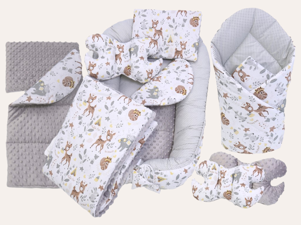 eliNeli Set do postýlky - 7dílná sada Lesní zvířátka s teepee - BAZAR